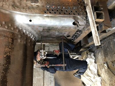 Steve is making steady progress working his way around the boiler drilling out the steel stays.
