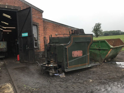 The bunker has now been positioned in front of the workshop ready for work to start replacing the thin sections.
